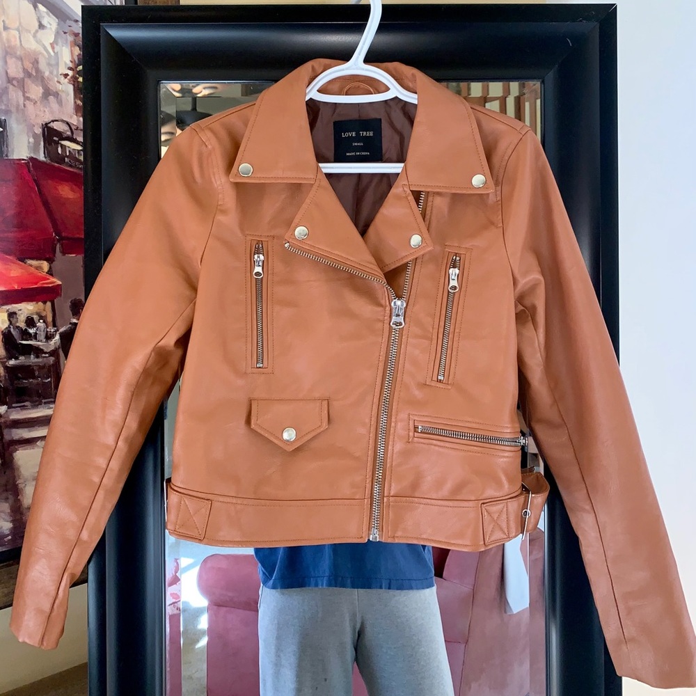 Brown/Tan Faux Leather Jacket